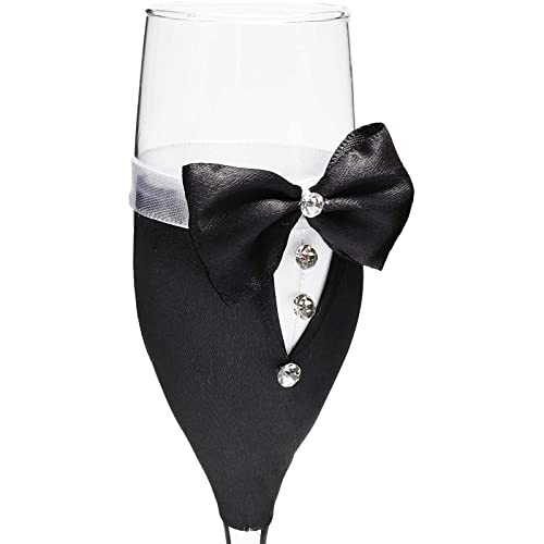 Bride and Groom Glass Champagne Flutes (Set of 2)