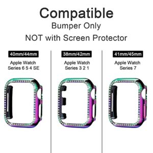 Yolovie Compatible for Apple Watch Case 38mm 40mm 42mm 44mm Bling Crystal Diamonds Rhinestone Bumper Cover for Women Girl, Hard PC Protective Frame for iWatch Series 6/5/4/3/2/1/SE - 40mm Colorful