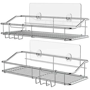 nieifi shower caddy shelf storage rack adhesive without drilling stainless steel with hooks for washroom, lavatory, restroom, toilet, bathroom, kitchen - 2 pack
