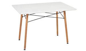 greenforest dining table with slick top wood legs,modern mid century kitchen table with black criss-cross metal bars for dining room,living room,small spaces,44 x 30 inch,white