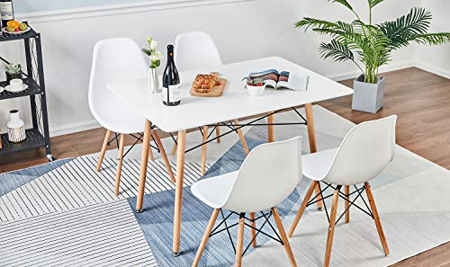 GreenForest Dining Table with Slick Top Wood Legs,Modern Mid Century Kitchen Table with Black Criss-Cross Metal Bars for Dining Room,Living Room,Small Spaces,44 x 30 Inch,White