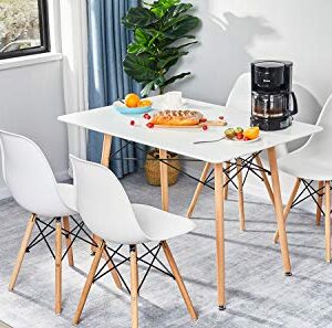 GreenForest Dining Table with Slick Top Wood Legs,Modern Mid Century Kitchen Table with Black Criss-Cross Metal Bars for Dining Room,Living Room,Small Spaces,44 x 30 Inch,White