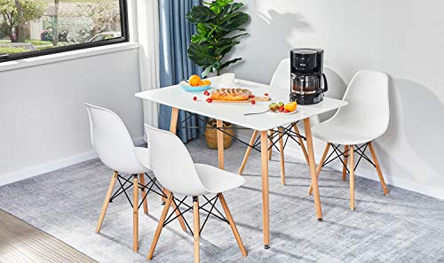 GreenForest Dining Table with Slick Top Wood Legs,Modern Mid Century Kitchen Table with Black Criss-Cross Metal Bars for Dining Room,Living Room,Small Spaces,44 x 30 Inch,White