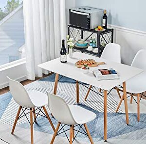 GreenForest Dining Table with Slick Top Wood Legs,Modern Mid Century Kitchen Table with Black Criss-Cross Metal Bars for Dining Room,Living Room,Small Spaces,44 x 30 Inch,White