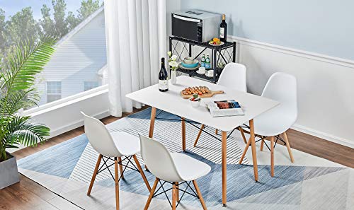 GreenForest Dining Table with Slick Top Wood Legs,Modern Mid Century Kitchen Table with Black Criss-Cross Metal Bars for Dining Room,Living Room,Small Spaces,44 x 30 Inch,White