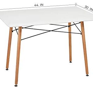 GreenForest Dining Table with Slick Top Wood Legs,Modern Mid Century Kitchen Table with Black Criss-Cross Metal Bars for Dining Room,Living Room,Small Spaces,44 x 30 Inch,White