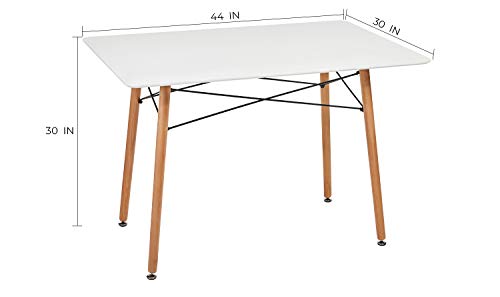 GreenForest Dining Table with Slick Top Wood Legs,Modern Mid Century Kitchen Table with Black Criss-Cross Metal Bars for Dining Room,Living Room,Small Spaces,44 x 30 Inch,White