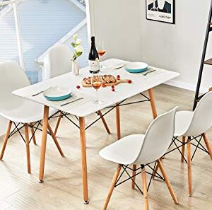 GreenForest Dining Table with Slick Top Wood Legs,Modern Mid Century Kitchen Table with Black Criss-Cross Metal Bars for Dining Room,Living Room,Small Spaces,44 x 30 Inch,White