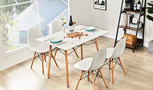 GreenForest Dining Table with Slick Top Wood Legs,Modern Mid Century Kitchen Table with Black Criss-Cross Metal Bars for Dining Room,Living Room,Small Spaces,44 x 30 Inch,White