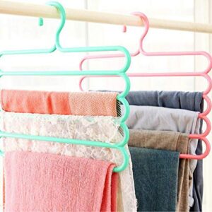 Color Five-Layer Pants Rack Multi-Function Wardrobe Hanging Pants Hanger Scarf Scarf Tie Rack Blue