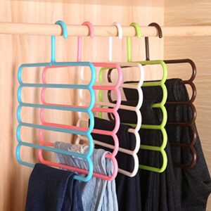 Color Five-Layer Pants Rack Multi-Function Wardrobe Hanging Pants Hanger Scarf Scarf Tie Rack Blue