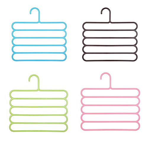 Color Five-Layer Pants Rack Multi-Function Wardrobe Hanging Pants Hanger Scarf Scarf Tie Rack Blue