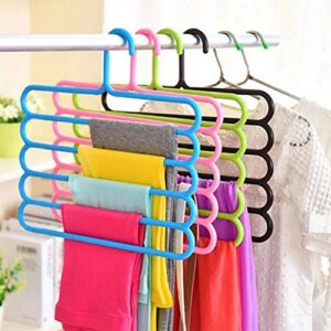 Color Five-Layer Pants Rack Multi-Function Wardrobe Hanging Pants Hanger Scarf Scarf Tie Rack Blue