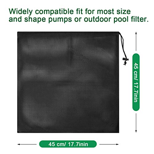 Coolrunner Pump Barrier Bag, 17.3"x 17.3" Pond Pump Filter Bag, Black Media Bag Large Pump Mesh Bag for Pond Biological Filters