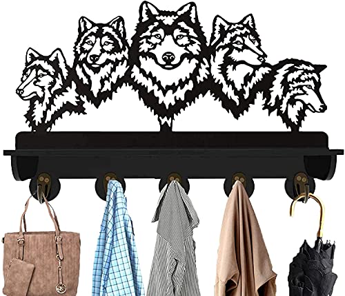 Wildlife Wolf Decorative Wall Hanger Wolf Family Clothes Wall Hooks Coat Rack Keys Holder Organizer Hook