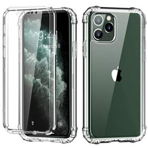 baisrke case cover for iphone 11 pro max,[built in screen protector] dual layer full body shockproof high impact protective phone case cover for iphone 11 pro max 6.5 inch - clear