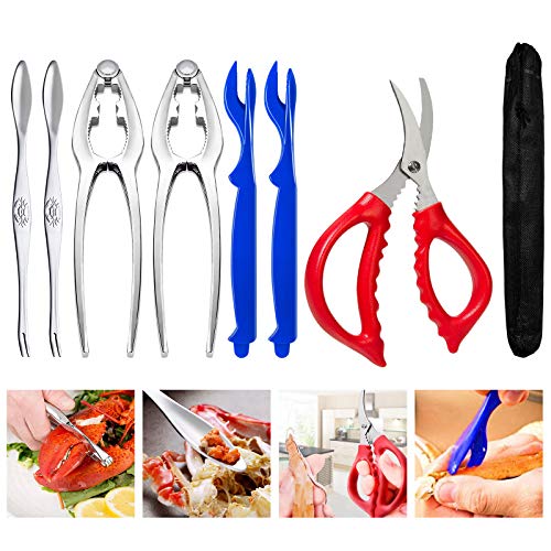 Crab and Lobster Tools - Crab Leg Crackers and Picks Set, Picks Knife for Crab, Shellfish Scissors Nut Cracker, Stainless Steel Seafood Utensils Crackers & Forks Cracker