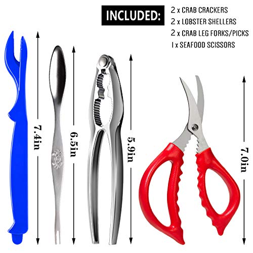 Crab and Lobster Tools - Crab Leg Crackers and Picks Set, Picks Knife for Crab, Shellfish Scissors Nut Cracker, Stainless Steel Seafood Utensils Crackers & Forks Cracker