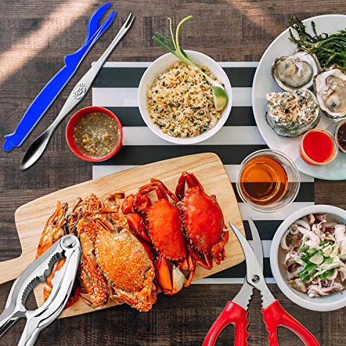 Crab and Lobster Tools - Crab Leg Crackers and Picks Set, Picks Knife for Crab, Shellfish Scissors Nut Cracker, Stainless Steel Seafood Utensils Crackers & Forks Cracker