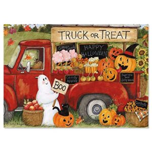 current truck or treat halloween greeting cards set - set of 8 large 5 x 7-inch cards, themed holiday card variety value pack © susan winget, envelopes included