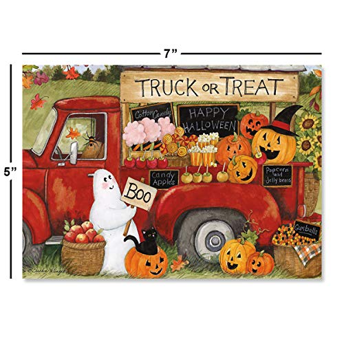Current Truck or Treat Halloween Greeting Cards Set - Set of 8 Large 5 x 7-Inch Cards, Themed Holiday Card Variety Value Pack © Susan Winget, Envelopes Included