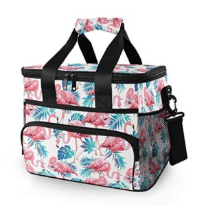 jumbear tropical palm flamingo leakproof reusable insulated cooler lunch bag office school picnic hiking beach lunch box organizer