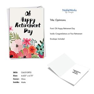 NobleWorks The Best Card, Optimisms - Retirement Greeting Card with Envelope, Flower' Decorated Inspirational Saying C6631GRTG