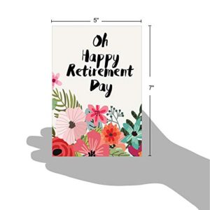 NobleWorks The Best Card, Optimisms - Retirement Greeting Card with Envelope, Flower' Decorated Inspirational Saying C6631GRTG