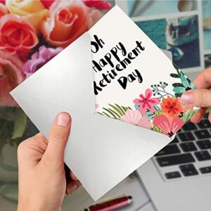 NobleWorks The Best Card, Optimisms - Retirement Greeting Card with Envelope, Flower' Decorated Inspirational Saying C6631GRTG