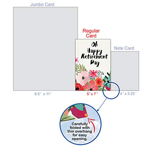 NobleWorks The Best Card, Optimisms - Retirement Greeting Card with Envelope, Flower' Decorated Inspirational Saying C6631GRTG