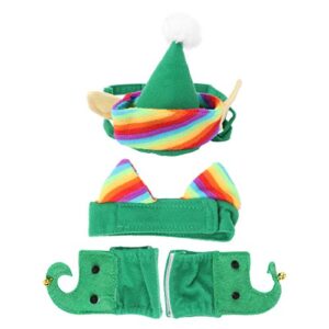 popetpop 4pcs cat elf costume - cute cat christmas costume xmas clothes green elf outfit for small pets cat costume accessories