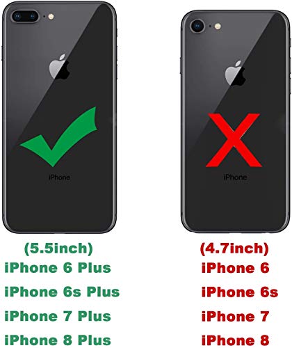 LeYi Compatible for iPhone 8 Plus Case, iPhone 7 Plus Case, iPhone 6 Plus Case with Tempered Glass Screen Protector [2Pack], Military-Grade Phone Case with Ring Kickstand for iPhone 6s Plus, Red