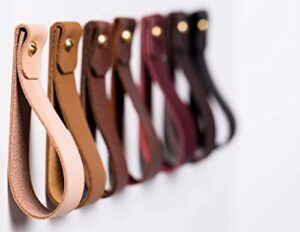 keyaiira leather wall hook - rustic curtain rod & oar holder, farmhouse towel ring, canoe paddle hanger, leather strap bathroom decor