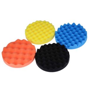 Zreneyfex Car Polisher Soft Wave Foam Waffle Pad Buffing Sponge Pads Kit 7inch 4Pcs