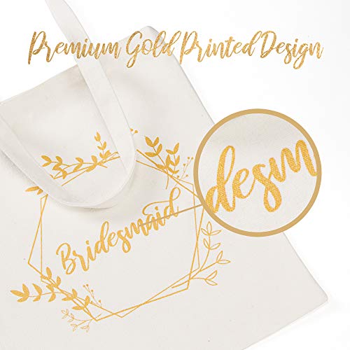 Pop Fizz Designs Bridesmaid Bags | 5 Bridesmaid Tote bags | 1 Maid of Honor Tote Bag (6 pack)