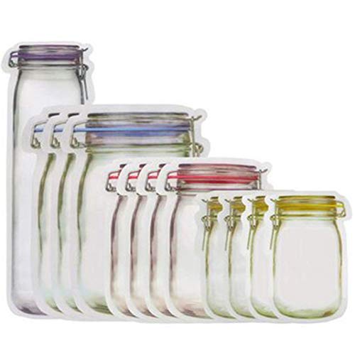 20Pcs Reusable Mason Jar Bottles Bags Nuts Candy Cookies Bag Seal Fresh Food Storage Bag Snacks Zipper Sealed Kitchen Organizer (20)