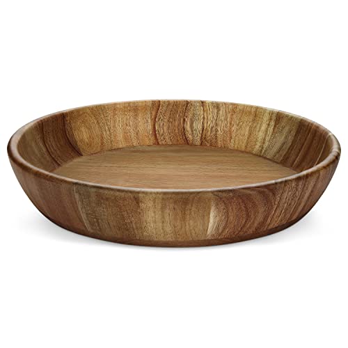 Miusco 12 Inch Chip and Dip Serving Set, Premium Acacia Wood Plate with Sauce Bowl, Appetizer & Snack Serving Platter, Great for Buffalo Wings & Cocktail Shrimp, Upgraded (was 10 inch)