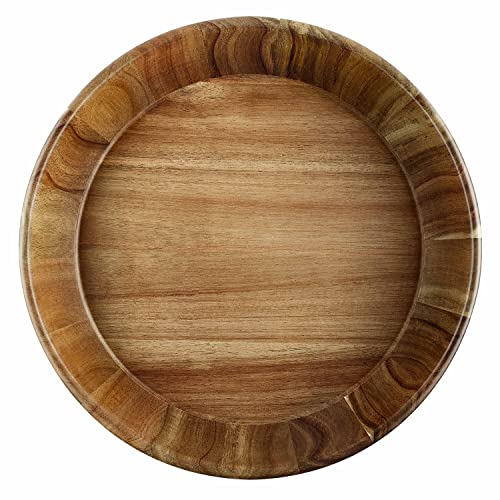 Miusco 12 Inch Chip and Dip Serving Set, Premium Acacia Wood Plate with Sauce Bowl, Appetizer & Snack Serving Platter, Great for Buffalo Wings & Cocktail Shrimp, Upgraded (was 10 inch)