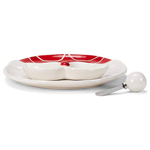 Transpac Christmas Santa Chip & Dip Dolomite Platter Set Standard