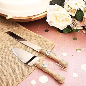 Rustic Wedding Cake Knife and Server Set (2 Pieces)