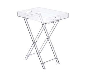 likenow furniture acrylic folding tray table,acrylic side table,acrylic end table,clear,modern,19x13 inch,23 inch high