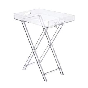 LIKENOW Furniture Acrylic Folding Tray Table,Acrylic Side Table,Acrylic End Table,Clear,Modern,19x13 inch,23 inch High