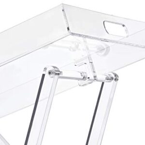 LIKENOW Furniture Acrylic Folding Tray Table,Acrylic Side Table,Acrylic End Table,Clear,Modern,19x13 inch,23 inch High