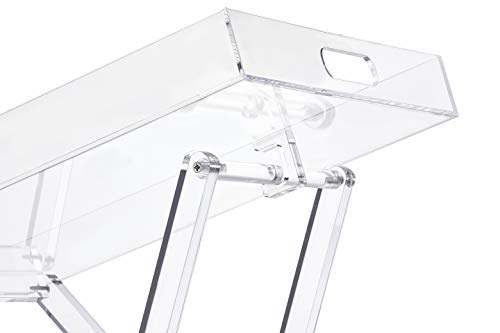 LIKENOW Furniture Acrylic Folding Tray Table,Acrylic Side Table,Acrylic End Table,Clear,Modern,19x13 inch,23 inch High