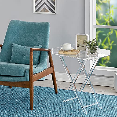 LIKENOW Furniture Acrylic Folding Tray Table,Acrylic Side Table,Acrylic End Table,Clear,Modern,19x13 inch,23 inch High