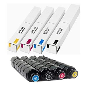 toner pros remanufactured toner replacement for gpr-58 (gpr-58k, gpr-58c, gpr-58m, gpr-58y) canon imagerunner advance (ir-adv) c256 c356 dx c257 c357 printers (4 color pack) black 23k colors 18k pages