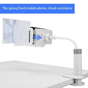 ASHATA Cell Phone Holder Screen Amplifier 8 Inch Mobile Phone Screen Magnifier Adjustable Lazy Arm Holder Clamp Bracket, Spring Fixed Phone