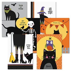 current spooktacular halloween greeting cards set - set of 12 large 5 x 7-inch cards, themed holiday card variety value pack, assortment of 6 unique designs, envelopes included