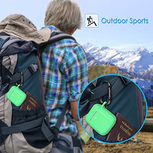 Fintie Case for AirPods 2 & 1, Premium Silicone Shockproof Protective Cover Skin with Keychain [Front LED Visible] Compatible with AirPods 1 and 2 Charging Case, Green-Glow in The Dark