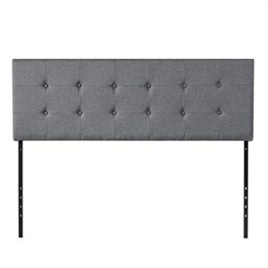 Giantex Modern Upholstered Headboard, Tufted Button Faux Linen Headboards, 3 Level Adjustable Height, Heavy Duty Metal, Queen& Full Size Suitable (Grey)